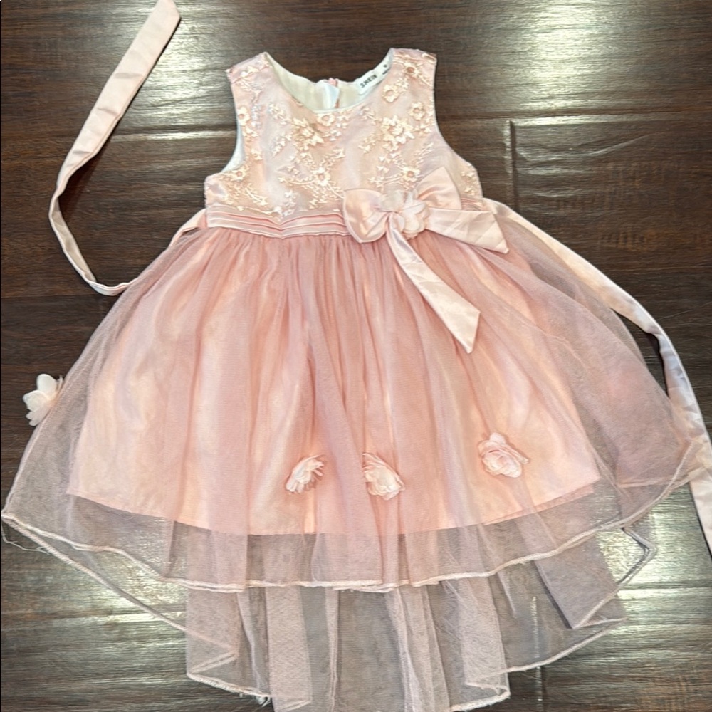 SHEIN Blush Floral Embroidered Dress